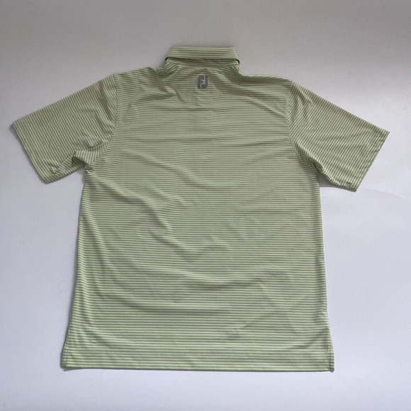 FootJoy Polo Shirt Men's‎ Large Yellow Striped FJ Short Sleeve Golf Stretchy Top - Picture 7 of 9